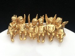 Vintage Signed Edgar Berebi Limited Edition Gold Tone Cherub Angel Brooch Pin