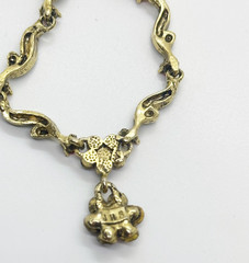 Vintage Rhinestone Necklace Red Crystal Gold Tone Flower Pendant JHS