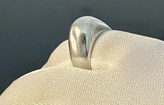 Vintage Sterling Silver Heavy 12.4gr Curved Smooth Dome Ring Size 6.5