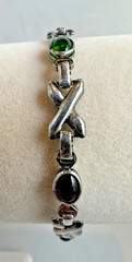 925 Sterling Silver Italy Bracelet With multi color Stones. 7.66g L- 7.5 in.