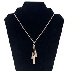 Vintage 00s Y2K Guess Silver-tone Property of Guess Rhinestone Dog Tag Necklace