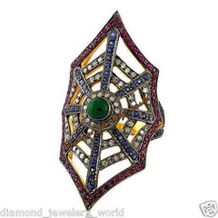 Vintage 1.45ctw Rose Cut Diamond Gemstone Silver Amazing Spider Web Ring Jewelry