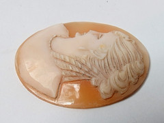 ANTIGUE SHELL CAMEO BROOCH PIN PENDANT 40MM X 31MM WIDTH