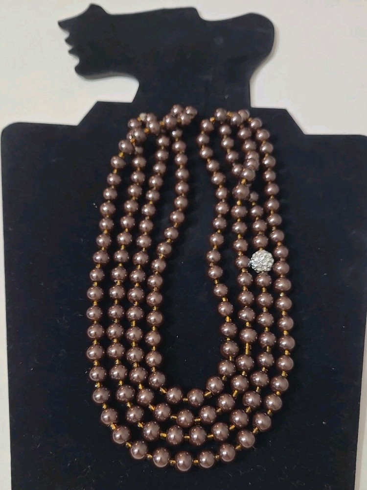 Vintge Long Chocolate Color Faux Pearls Long 60″ For All Occasions