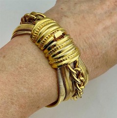 Stunning Vintage 1960’s Chunky Multi-Chain Statement Necklace Bracelet Set