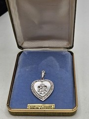 Vintage Theda United States Navy MOP & Marcacites Sterling Sweetheart Pendant…