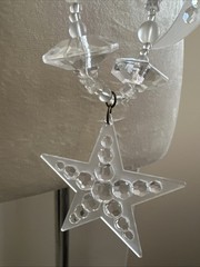 Vtg Chandelier Clear Crescent Moon Hearts and Star Necklace. See pics.