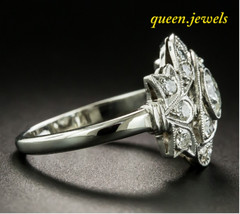 2.85CT Round Cut Lab-Created Diamond Vintage Art Deco Ring 14K White Gold Finish