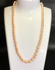 Vintage Peach Genuine Cultured Pearl Strand Necklace Baroque Knotted 16″ P21