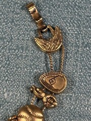 Vintage 1990’s TOFA Baseball Theme Bracelet Charms Gold Tone Made In Korea