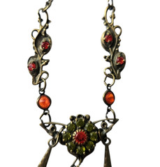 Vintage Kenny Ma San Francisco Bronze/Brass Tone Rhinestone Necklace~15.5″