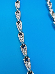 ORA Necklace Vintage 1940’s Blue Rhinestones Silver Tone Collar Length Signed