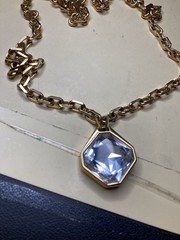 Vintage RARE S.A.L Swarovski Crystal Pendant Golden Tone Necklace 29”