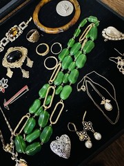 VTG Lot Of 23 Old Costume Jewelry Pieces Bakelite Antique Wearable Stones Rings