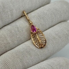 USSR Vintage Original Amethyst (lab. made) Rose Gold Pendant 583 14K 1,36 g.