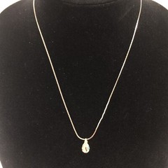 18” Silver Tone Chain Teardrop Faceted Prism GlassCrystal Bead Pendant Necklace