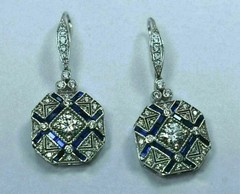 Art Deco Style Round Lab Created Diamond 925 Silver Anniversary Earrings