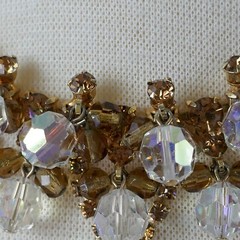 VINTAGE JULIANA D & E AMBER RHINESTONE CRYSTAL BEADED BIB NECKLACE BOOK PIECE