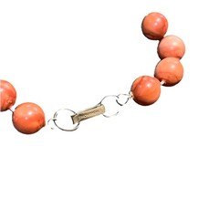 Vintage 50’s-60’s Hong Kong Mqrbled Orange Salmon Color Bead Necklace 28 Inches