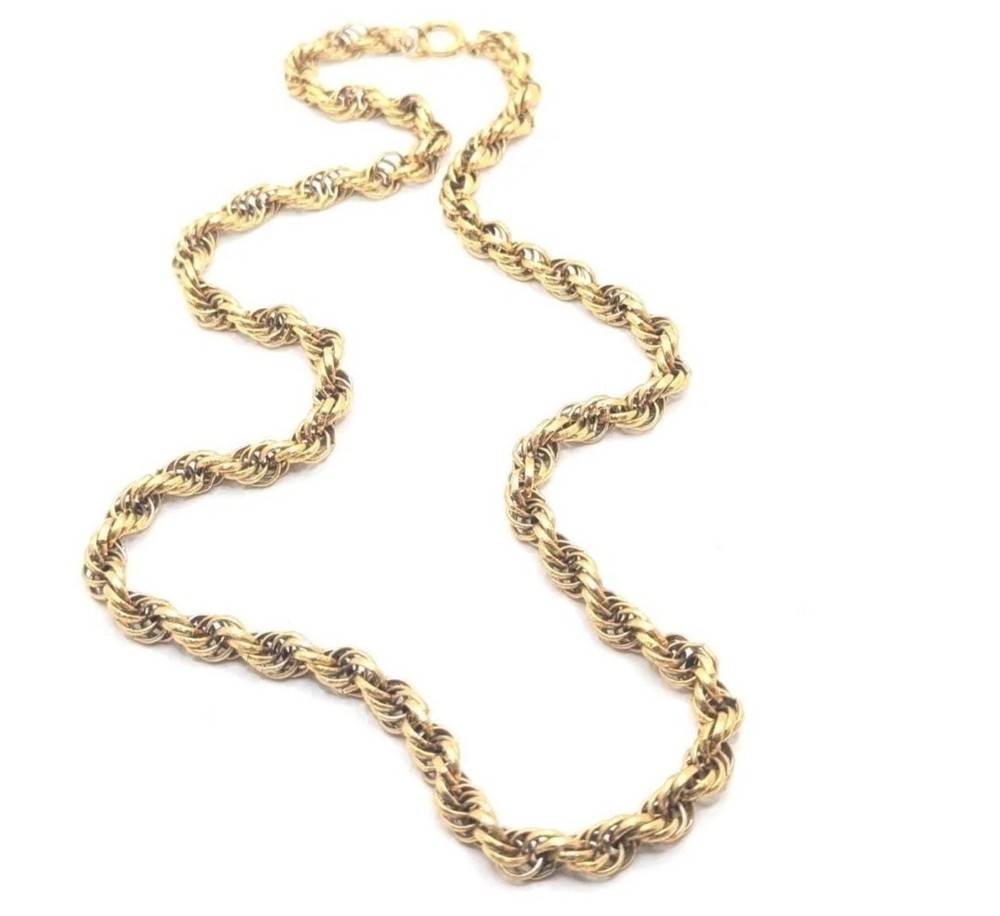 Vintage Germany Chunky Gold Braided Necklace Chain Statement Jewelry European