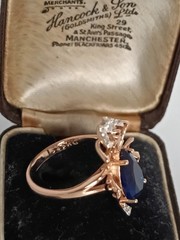 Vintage 1990-s 14 Ct Rolled Gold Sapphire Ring Size UK P US 7 1/2 – Hallmarked!