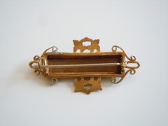 Brooch Tiger’s Eye? Glass? Color Brass 7.2 G/5.2 X 2.7 Cm