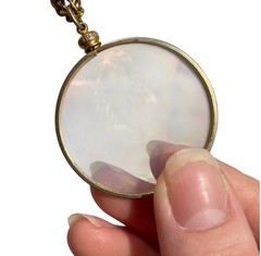 Vintage Hologram Cameo Angel with Wings Gold Tone Necklace FREE SHIP USA SELLER