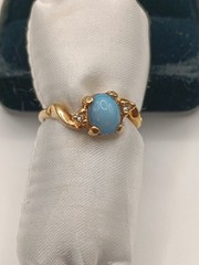 Estate Vintage 18kt Yellow Gold Filled Opal & Diamond Ring Size 9.25 Stamped