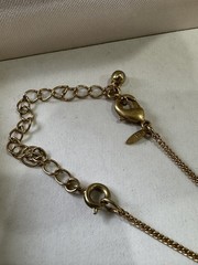 Vintage AVON Gold Tone Rhinestone Open Floating Heart Pendant Necklace w/ Box