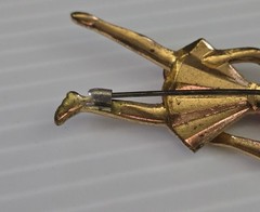 Vintage Gold Tone Enamel Tennis Player Figural Brooch Pin Red White Sports