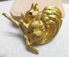 Vintage Style Large Squirrel Brooch Pin Rhinestone Gift for Her CHARMING!
