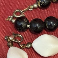 Vintage Black And White Acrylic Resin Bead Necklace Lot Of Two