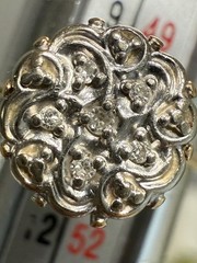 1950s Vintage 10K Gold Diamond Illusion Cluster Ring Flower Motif Size 5.25