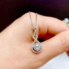 Art Deco Style Lab Created Diamond For Any Occasion Pendant 14K White Gold FN