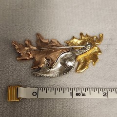 6pc Leaf Brooch & Pin Mixed Lot Gold Tone Metal Enamel White Blue Green