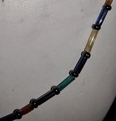 Vintage Tube Glass Bead Necklace Colorful 31″ 2.1mm Wide Beads Very Light Weight