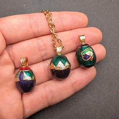 Vtg Edgar Berebi Limited Edition Egyptian Revival Eggs Boat Of Symbols Necklace