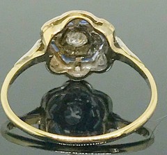 Art Deco Style Lab Created Diamond & Sapphire Anniversary 14K Gold Finish Ring