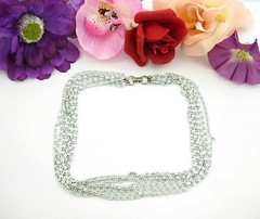 Sarah Coventry SILVERY CASCADE Multi 8 Strand NECKLACE Vintage Silvertone 16″