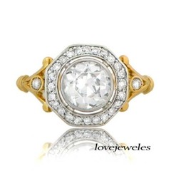 2.91CT Round Lab-Created Diamond Vintage Halo Engagement Ring 14K 2-Tone Gold FN