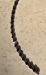 ❤️✨VINTAGE Sterling Silver EMERALD CUT GARNET & MARCASITE ESTATE Tennis Bracelet