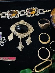 VTG Lot Of 23 Old Costume Jewelry Pieces Bakelite Antique Wearable Stones Rings