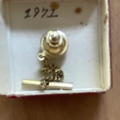 Gold Enamel Cartoon Tie Tack w/ Chain, Unisex Adults, Fashion, In Box
