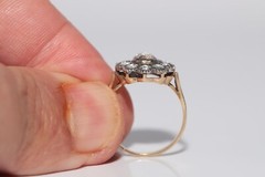 New Made 14k Gold Top Silver Natural Rose Cut Diamond Decorated Ring