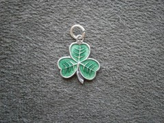 Small Lucky Irish Shamrock Vintage Sterling Silver Enamel Bracelet Charm Pendant