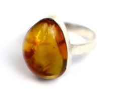 Exquisite Natural Light Yellow Amber .925 Sterling Silver Ring #8