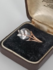 Vintage 1990-s 14 Ct Rolled Gold Pearl Ring Size UK P US 7 1/2 – Hallmarked!