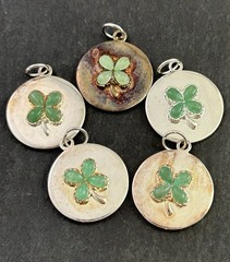 Vintage Clover Charm Pendant Lot Shamrock Lucky Clover Silver Plated AS IS CRAFT