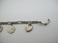 Vintage Silvertone Mix GOOD LUCK Charm Bracelet, Enamel, some made in Germany