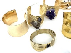 Vintage Gold Tone Bracelet Cuff Lot Of 11 Statement Bangles 1 Lb 9 Oz Mixed